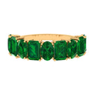 Emerald and Oval Lab Grown Emerald Half Eternity Ring Lab Created Emerald - ( AAAA ) - Quality - Rosec Jewels