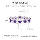 Rosec Jewels-Heart Shape Purple Amethyst and Moissanite Eternity Ring in Claw Setting