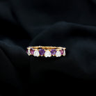 Rosec Jewels-Heart Shape Purple Amethyst and Moissanite Eternity Ring in Claw Setting