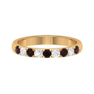 Garnet and Diamond Half Eternity Band Ring Garnet - ( AAA ) - Quality - Rosec Jewels