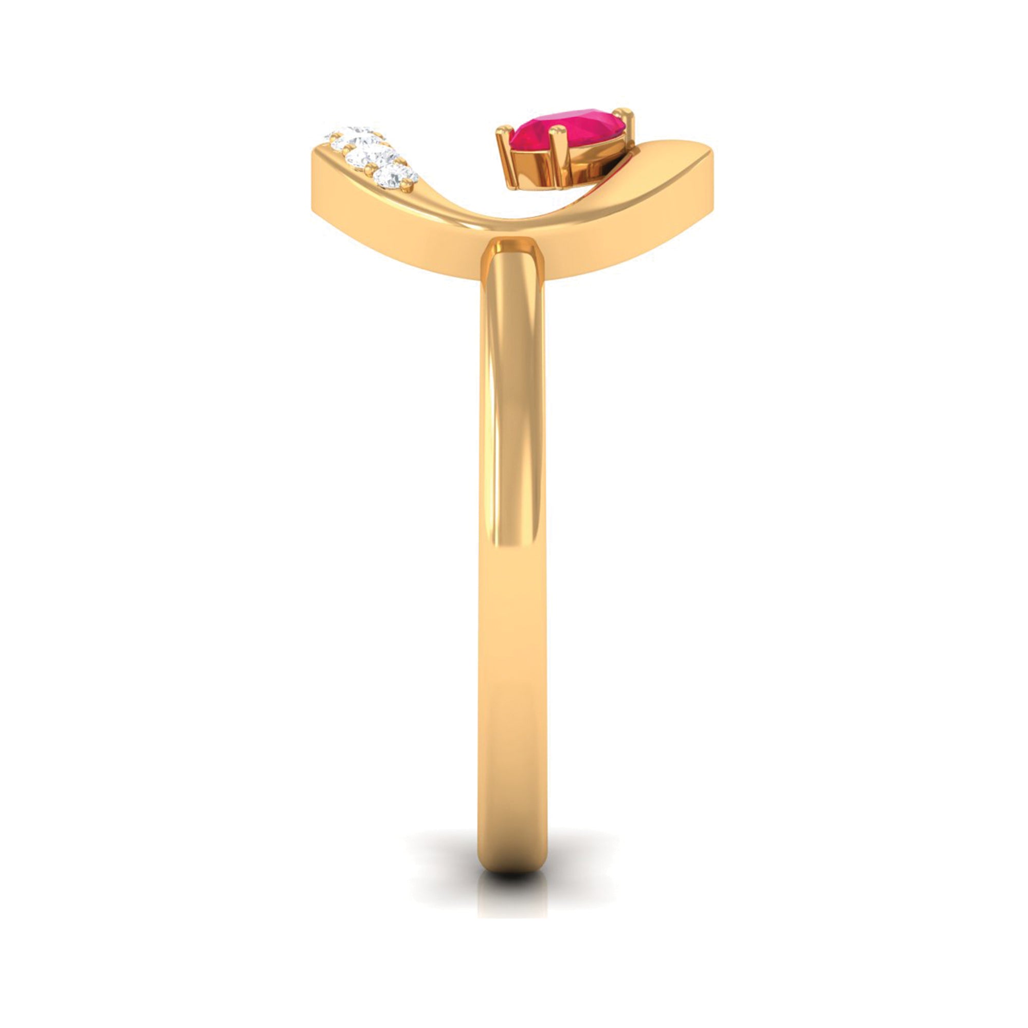 Pear Cut Ruby Toi et Moi Contemporary Ring with Diamond Ruby - ( AAA ) - Quality - Rosec Jewels