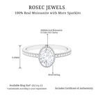 Oval Shape Moissanite Solitaire Engagement Ring with Beaded Detailing Moissanite - ( D-VS1 ) - Color and Clarity - Rosec Jewels