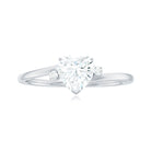 Heart Moissanite Minimal Solitaire Promise Ring in Prong Setting Moissanite - ( D-VS1 ) - Color and Clarity - Rosec Jewels