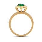 Oval Cut Created Emerald and Diamond Halo Engagement Ring Lab Created Emerald - ( AAAA ) - Quality - Rosec Jewels