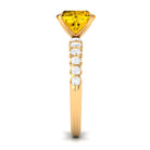 Cushion Cut Created Yellow Sapphire Engagement Ring with Diamond Lab Created Yellow Sapphire - ( AAAA ) - Quality - Rosec Jewels