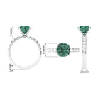 Cushion Cut Created Green Sapphire Engagement Ring with Moissanite Lab Created Green Sapphire - ( AAAA ) - Quality - Rosec Jewels