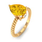 Simple Created Yellow Sapphire Teardrop Engagement Ring Lab Created Yellow Sapphire - ( AAAA ) - Quality - Rosec Jewels