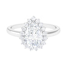 Cubic Zirconia Teardrop Halo Engagement Ring Zircon - ( AAAA ) - Quality - Rosec Jewels