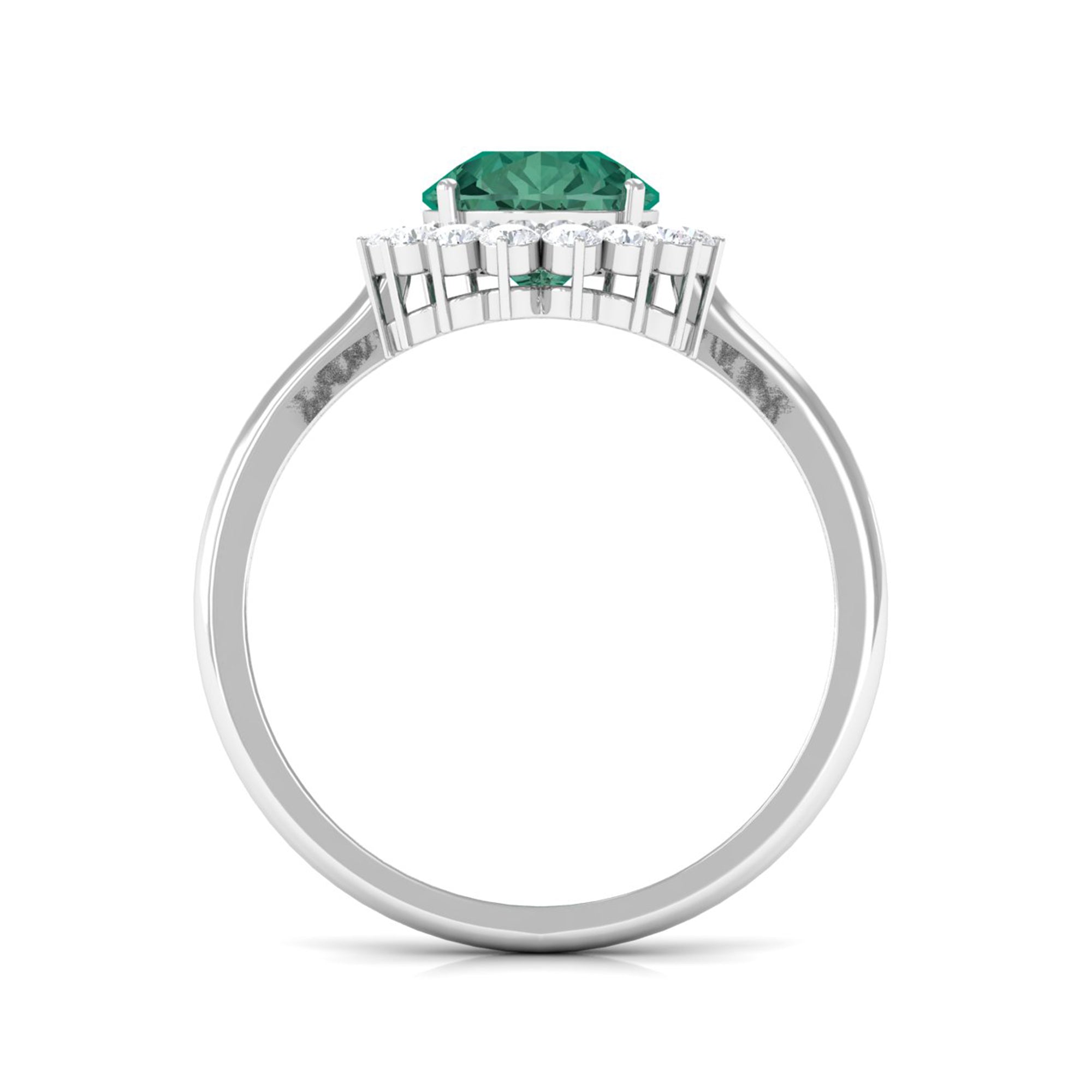 Created Green Sapphire and Moissanite Halo Teardrop Ring Lab Created Green Sapphire - ( AAAA ) - Quality - Rosec Jewels