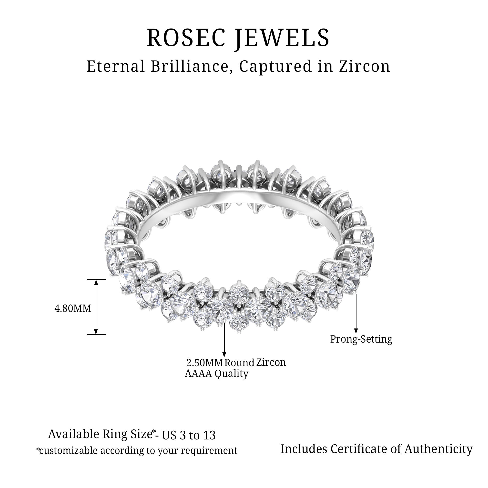 3.5 CT Zircon Cluster Eternity Ring in Prong Setting Zircon - ( AAAA ) - Quality - Rosec Jewels