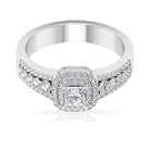 Zircon Double Halo Engagement Ring Zircon - ( AAAA ) - Quality - Rosec Jewels