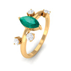 Minimal Marquise Emerald Solitaire Ring with Diamond Emerald - ( AAA ) - Quality - Rosec Jewels