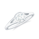 Bezel Set Round Moissanite Solitaire Promise Ring in Split Shank Moissanite - ( D-VS1 ) - Color and Clarity - Rosec Jewels