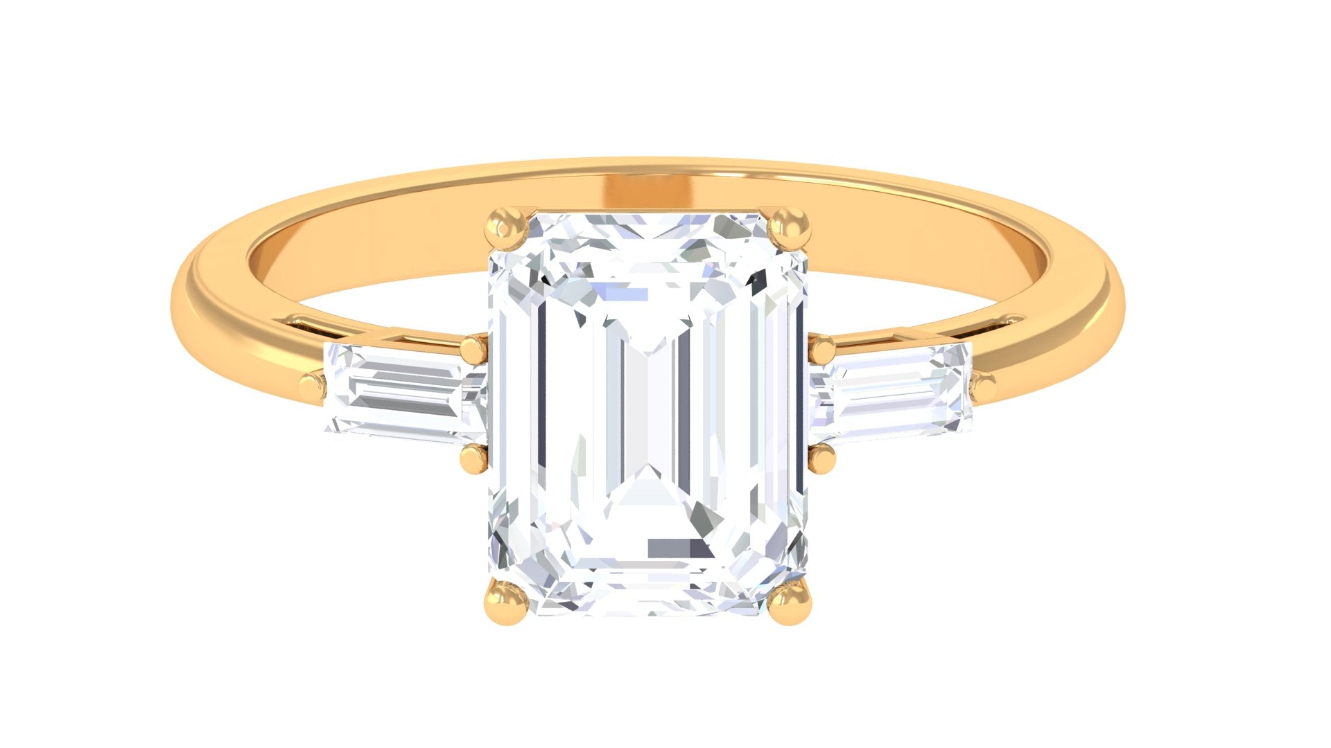 Certified Moissanite Emerald Cut Solitaire Engagement Ring Moissanite - ( D-VS1 ) - Color and Clarity - Rosec Jewels