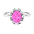 Vintage Style Lab Grown Pink Sapphire Oval Engagement Ring Lab Created Pink Sapphire - ( AAAA ) - Quality - Rosec Jewels