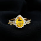 Lab Grown Yellow Sapphire Engagement Ring with Diamond Wedding Band Lab Created Yellow Sapphire - ( AAAA ) - Quality - Rosec Jewels