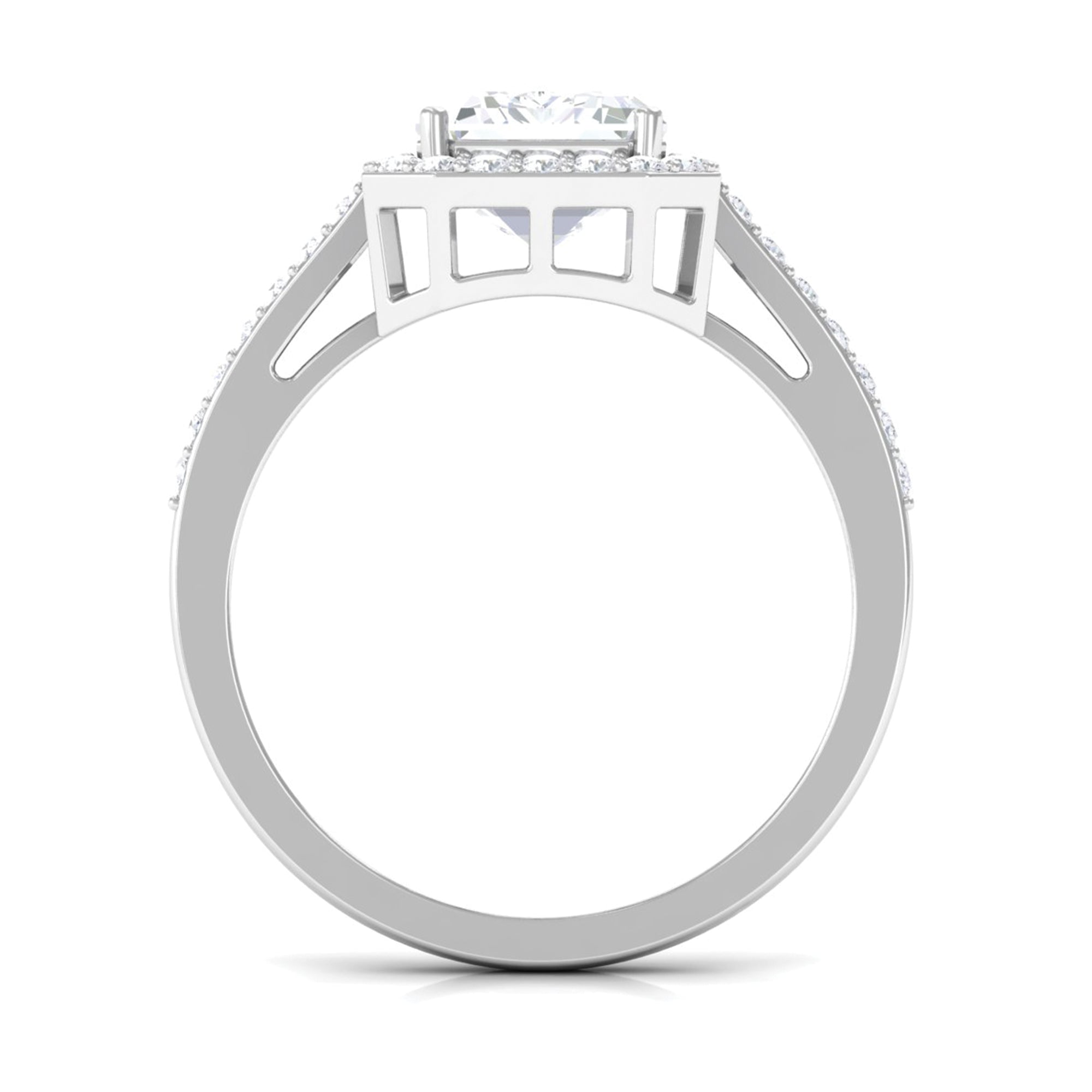 Emerald Cut Cubic Zirconia Statement Engagement Ring Zircon - ( AAAA ) - Quality - Rosec Jewels