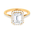 Emerald Cut Cubic Zirconia Statement Engagement Ring Zircon - ( AAAA ) - Quality - Rosec Jewels