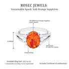 Classic Lab Created Orange Sapphire Oval Engagement Ring With Moissanite Lab Created Orange Sapphire - ( AAAA ) - Quality - Rosec Jewels