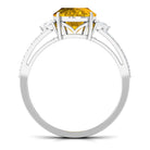 Lab Grown Yellow Sapphire Oval Engagement Ring With Moissanite Lab Created Yellow Sapphire - ( AAAA ) - Quality - Rosec Jewels