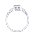 Emerald Cut Created Pink Sapphire Celtic Engagement Ring Lab Created Pink Sapphire - ( AAAA ) - Quality - Rosec Jewels