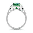 Oval Created Emerald Solitaire Engagement Ring with Diamond Lab Created Emerald - ( AAAA ) - Quality - Rosec Jewels