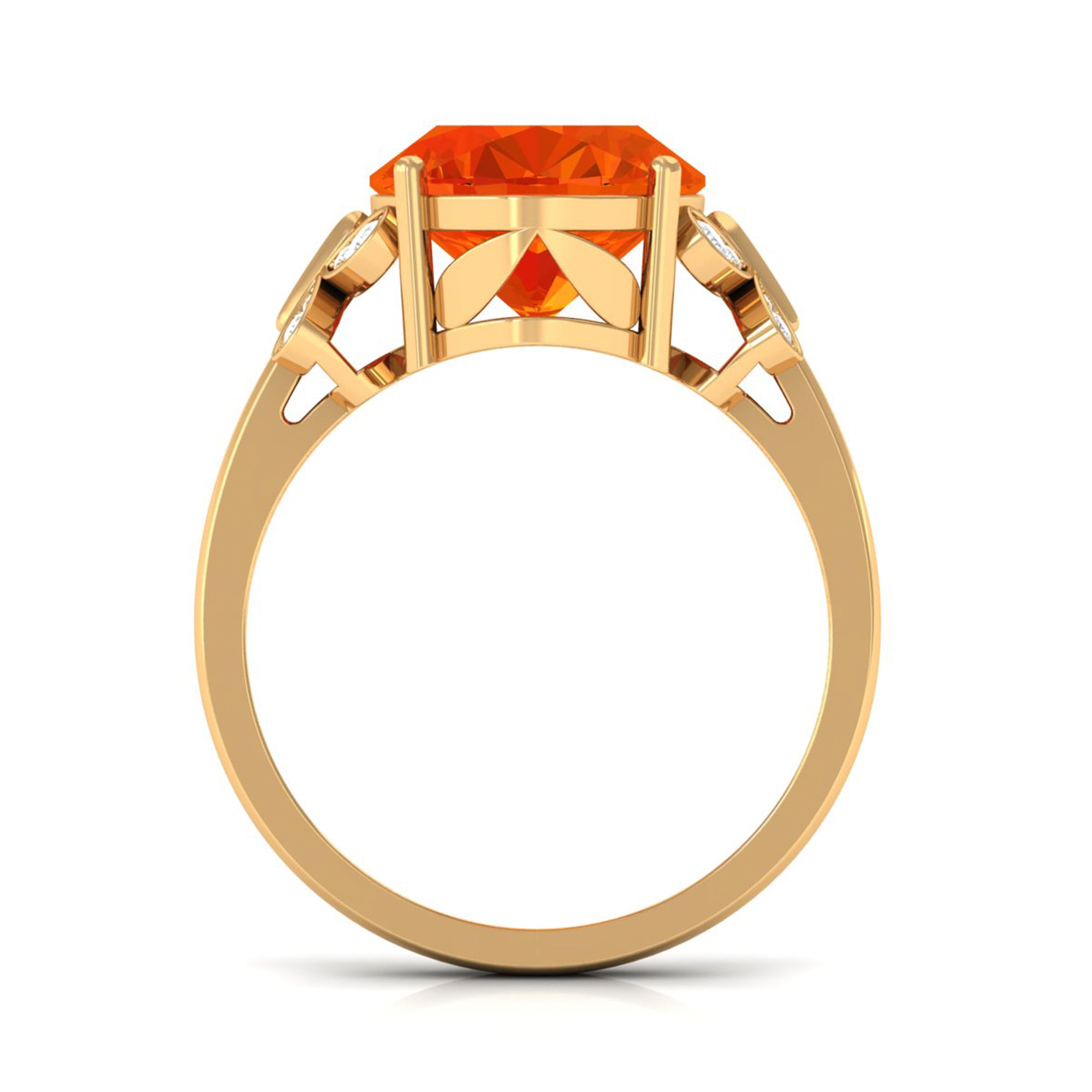 Created Orange Sapphire Oval Engagement Ring with Diamond Lab Created Orange Sapphire - ( AAAA ) - Quality - Rosec Jewels