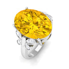 Oval Created Yellow Sapphire Solitaire Engagement Ring Lab Created Yellow Sapphire - ( AAAA ) - Quality - Rosec Jewels