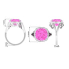 Cushion Cut Created Pink Sapphire Halo Cocktail Ring with Diamond Lab Created Pink Sapphire - ( AAAA ) - Quality - Rosec Jewels