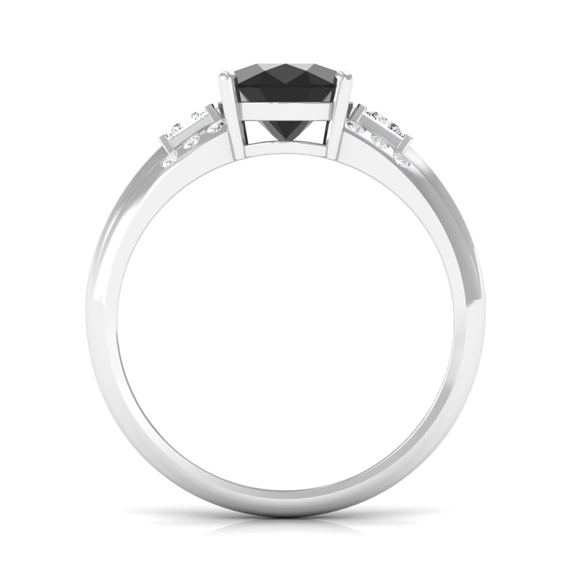Certified Lab Grown Black Diamond Oval Engagement Ring with Diamond Lab Created Black Diamond - ( AAAA ) - Quality - Rosec Jewels