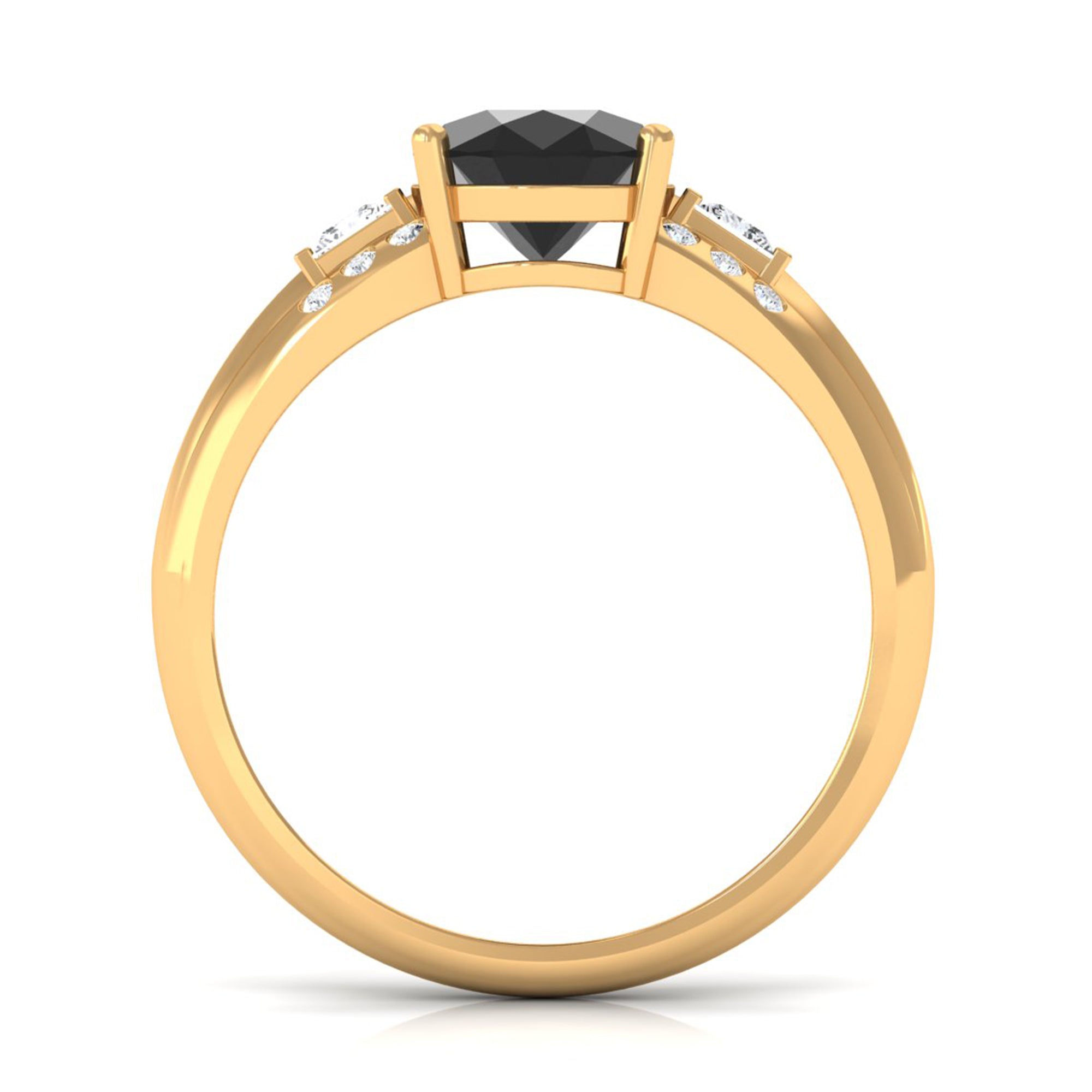 Certified Lab Grown Black Diamond Oval Engagement Ring with Diamond Lab Created Black Diamond - ( AAAA ) - Quality - Rosec Jewels