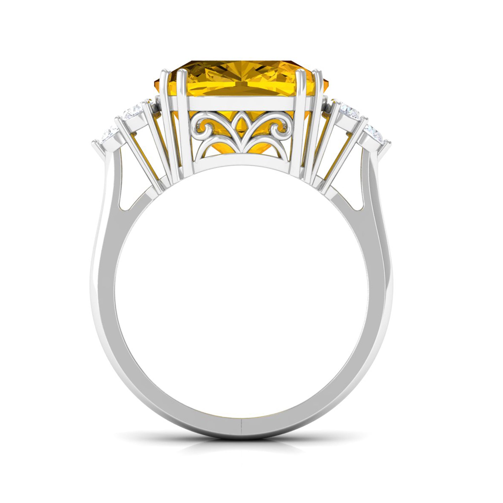 Lab Created Yellow Sapphire Solitaire Engagement Ring Lab Created Yellow Sapphire - ( AAAA ) - Quality - Rosec Jewels