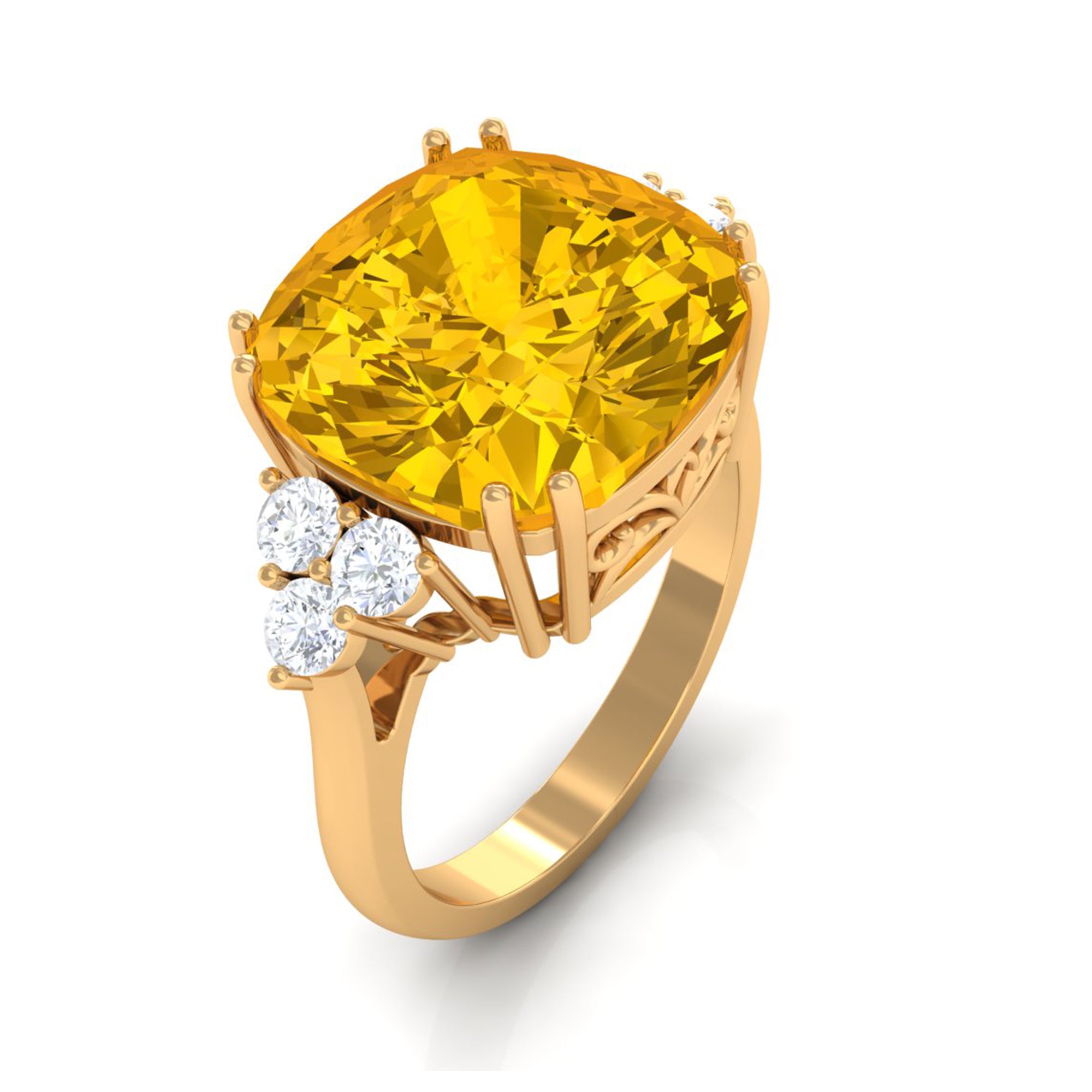 Lab Created Yellow Sapphire Solitaire Engagement Ring Lab Created Yellow Sapphire - ( AAAA ) - Quality - Rosec Jewels