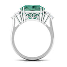 Created Green Sapphire Solitaire Engagement Ring with Moissanite Trio Lab Created Green Sapphire - ( AAAA ) - Quality - Rosec Jewels