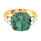 Created Green Sapphire Solitaire Engagement Ring with Moissanite Trio Lab Created Green Sapphire - ( AAAA ) - Quality - Rosec Jewels