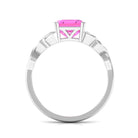 Asscher Cut Lab Grown Pink Sapphire Solitaire Celtic Knot Ring Lab Created Pink Sapphire - ( AAAA ) - Quality - Rosec Jewels