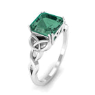 Certified Asscher Cut Lab Grown Green Sapphire Solitaire Celtic Engagement Ring Lab Created Green Sapphire - ( AAAA ) - Quality - Rosec Jewels