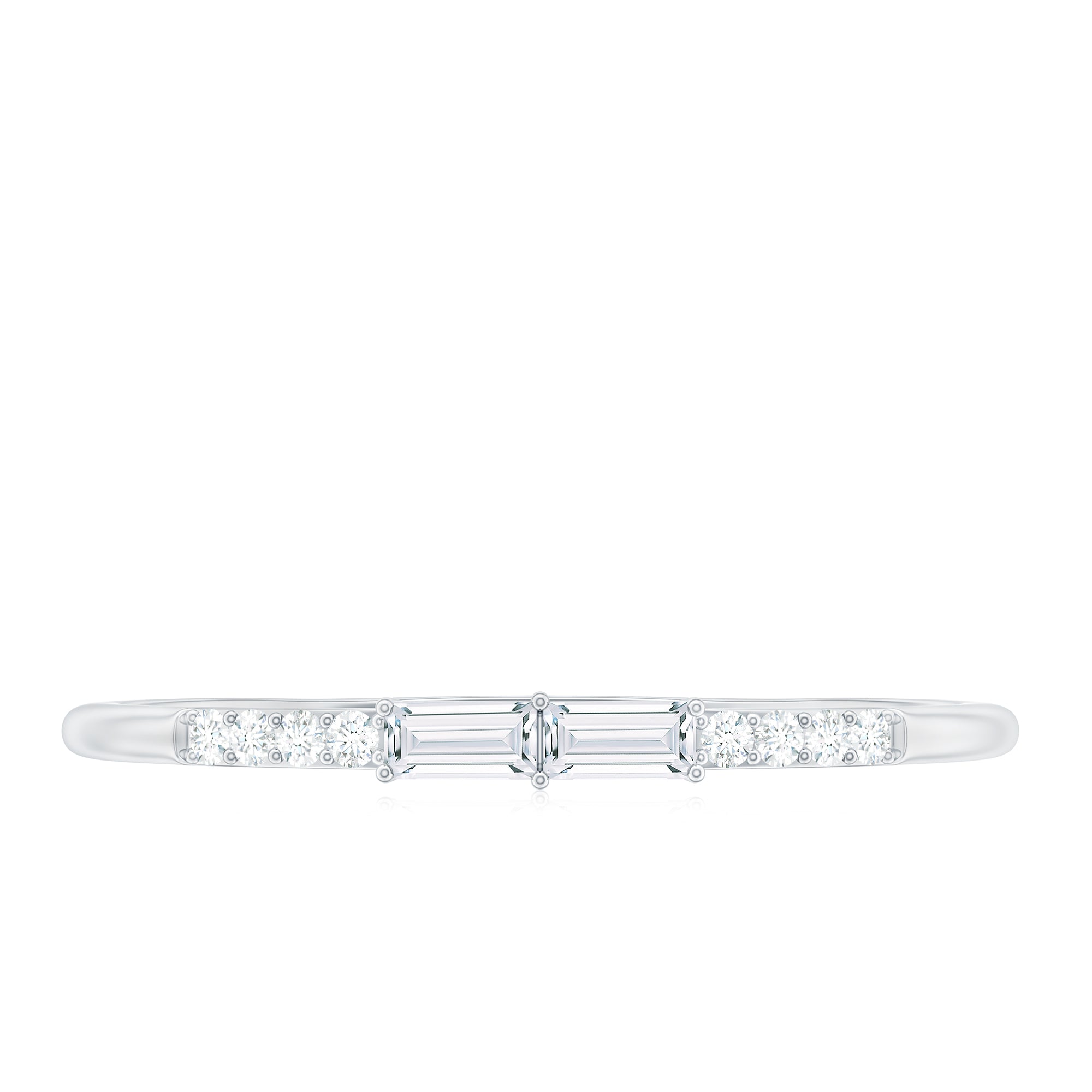 East West Diamond Minimal Stackable Ring in Prong Setting Diamond - ( HI-SI ) - Color and Clarity - Rosec Jewels