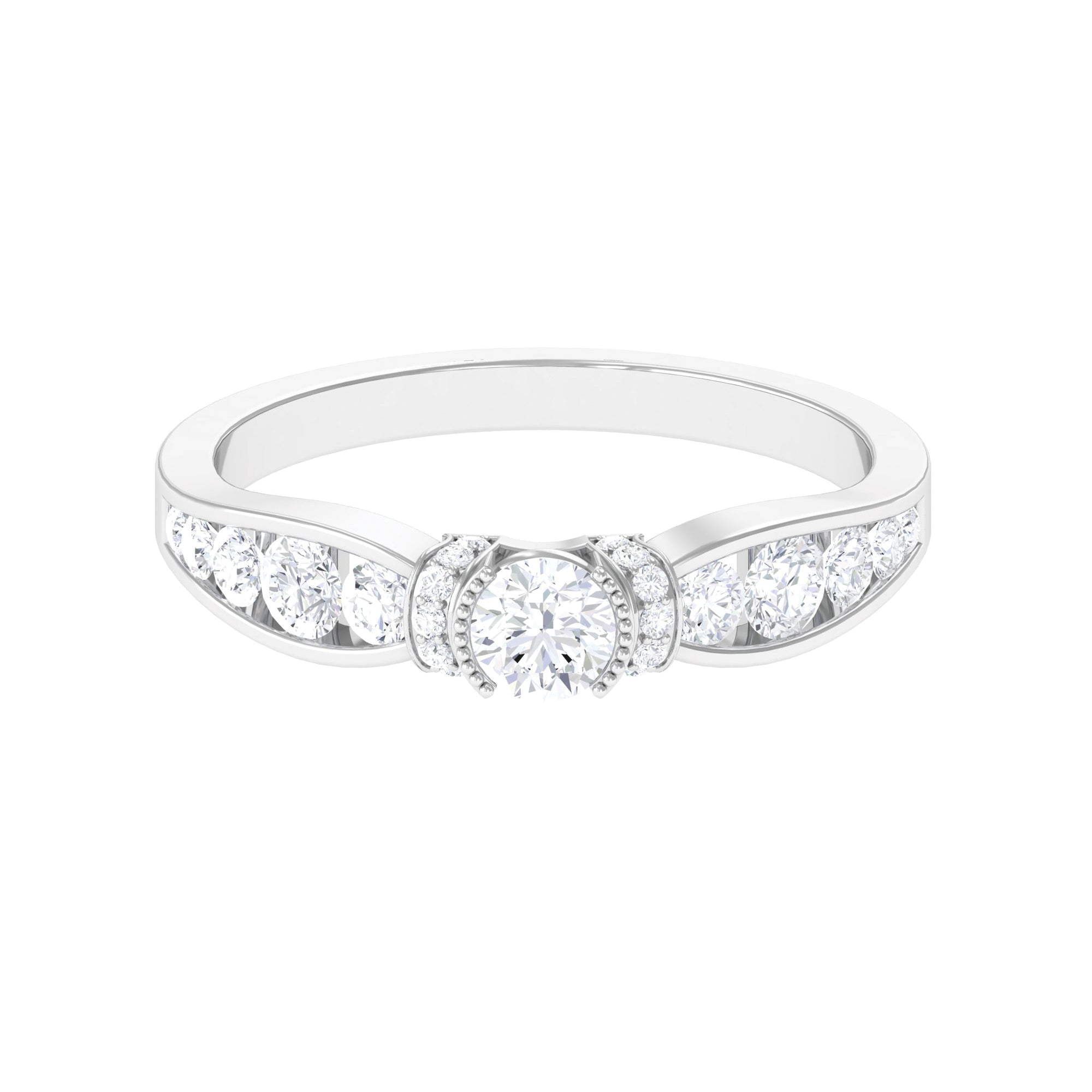 1 CT Graduated Style Moissanite Anniversary Ring Moissanite - ( D-VS1 ) - Color and Clarity - Rosec Jewels