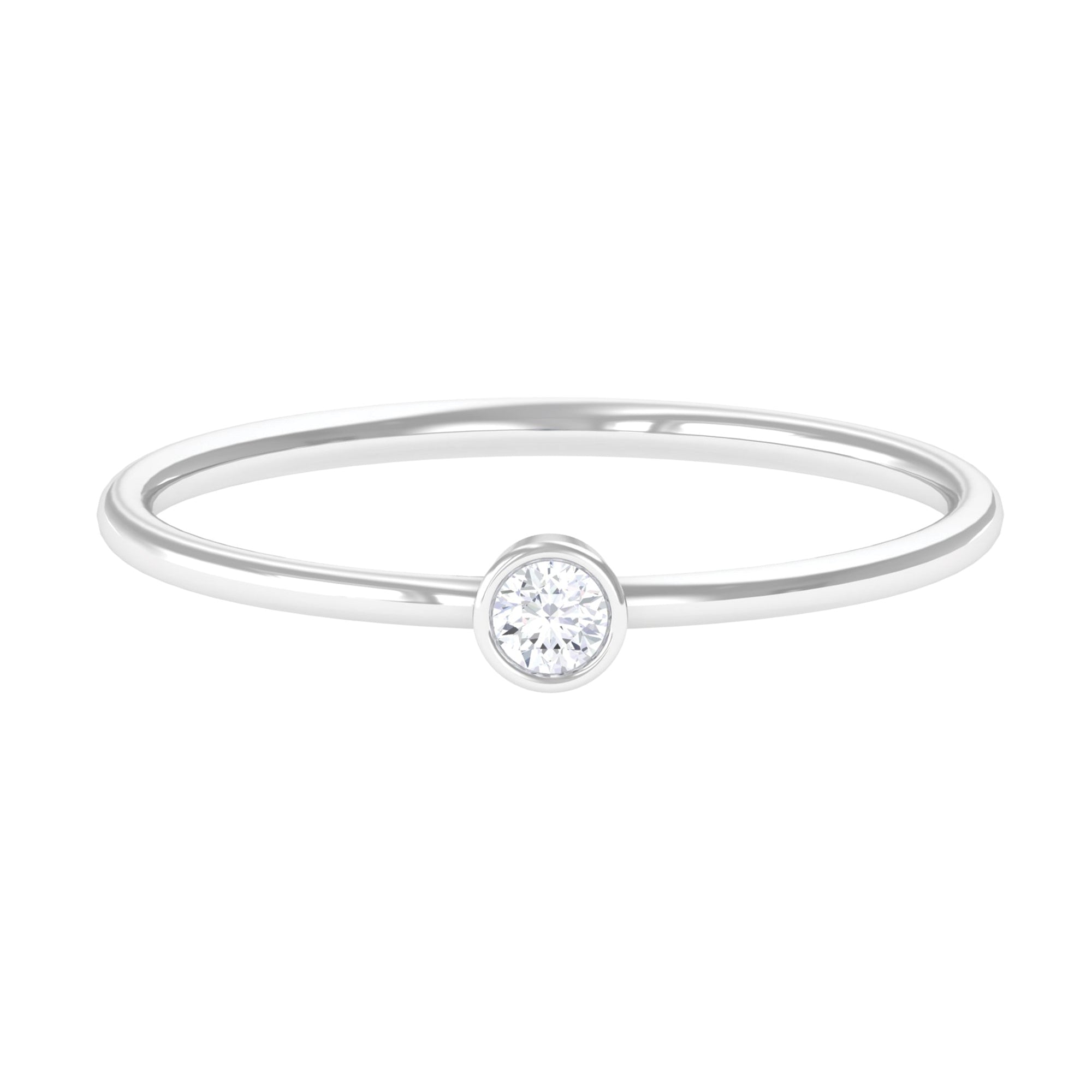 Natural Diamond Dainty Promise Ring in Bezel Setting Diamond - ( HI-SI ) - Color and Clarity - Rosec Jewels