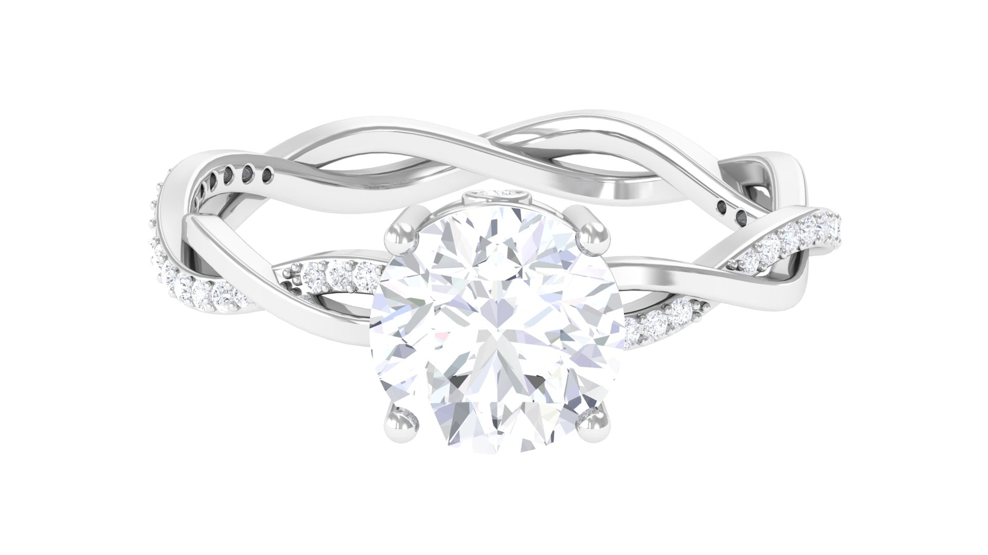 Rosec Jewels-2.25 CT Round Cut Solitaire Moissanite Braided Ring in Prong Setting and Hidden Style