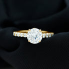 Solitaire Moissanite Engagement Ring with Side Stones Moissanite - ( D-VS1 ) - Color and Clarity - Rosec Jewels