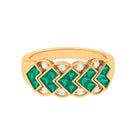 Princess Cut Emerald Anniversary Band Ring with Diamond Emerald - ( AAA ) - Quality - Rosec Jewels