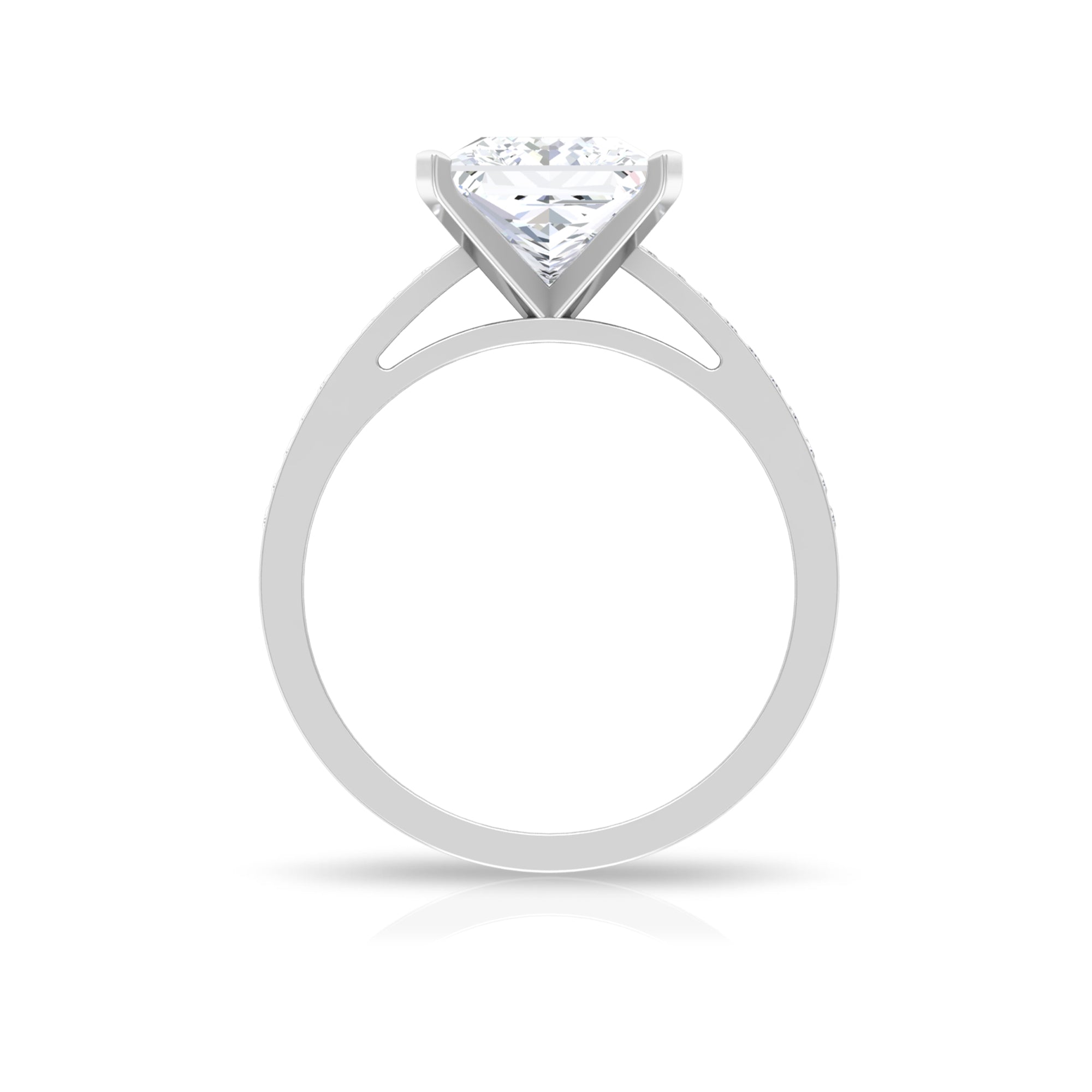 Rosec Jewels-3 CT Four Prong Set Solitaire Moissanite Ring with Channel Set Side Stones