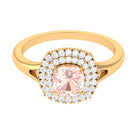 Genuine Morganite Engagement Ring with Diamond Morganite - ( AAA ) - Quality - Rosec Jewels