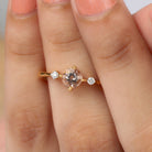 Round Morganite Solitaire Promise Ring with Diamond Morganite - ( AAA ) - Quality - Rosec Jewels