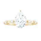 Large Pear Shaped Moissanite Solitaire Engagement Ring in Gold Moissanite - ( D-VS1 ) - Color and Clarity - Rosec Jewels