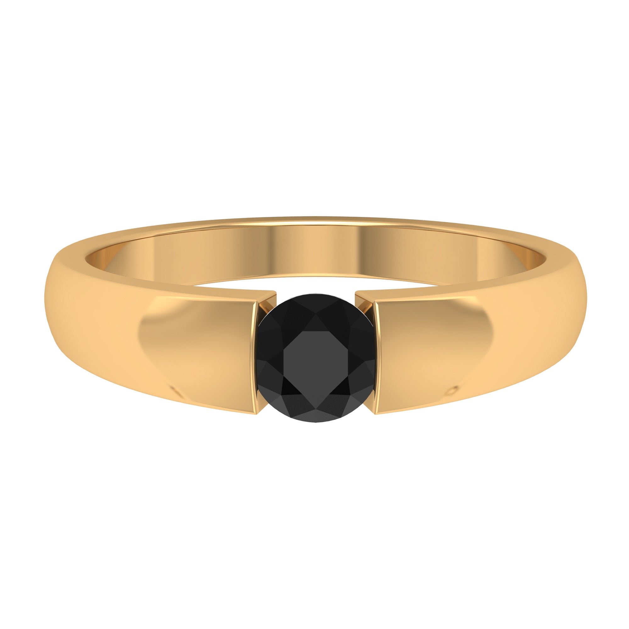 5 MM Round Cut Black Diamond Solitaire Band in Tension Mount Setting Black Diamond - ( AAA ) - Quality - Rosec Jewels