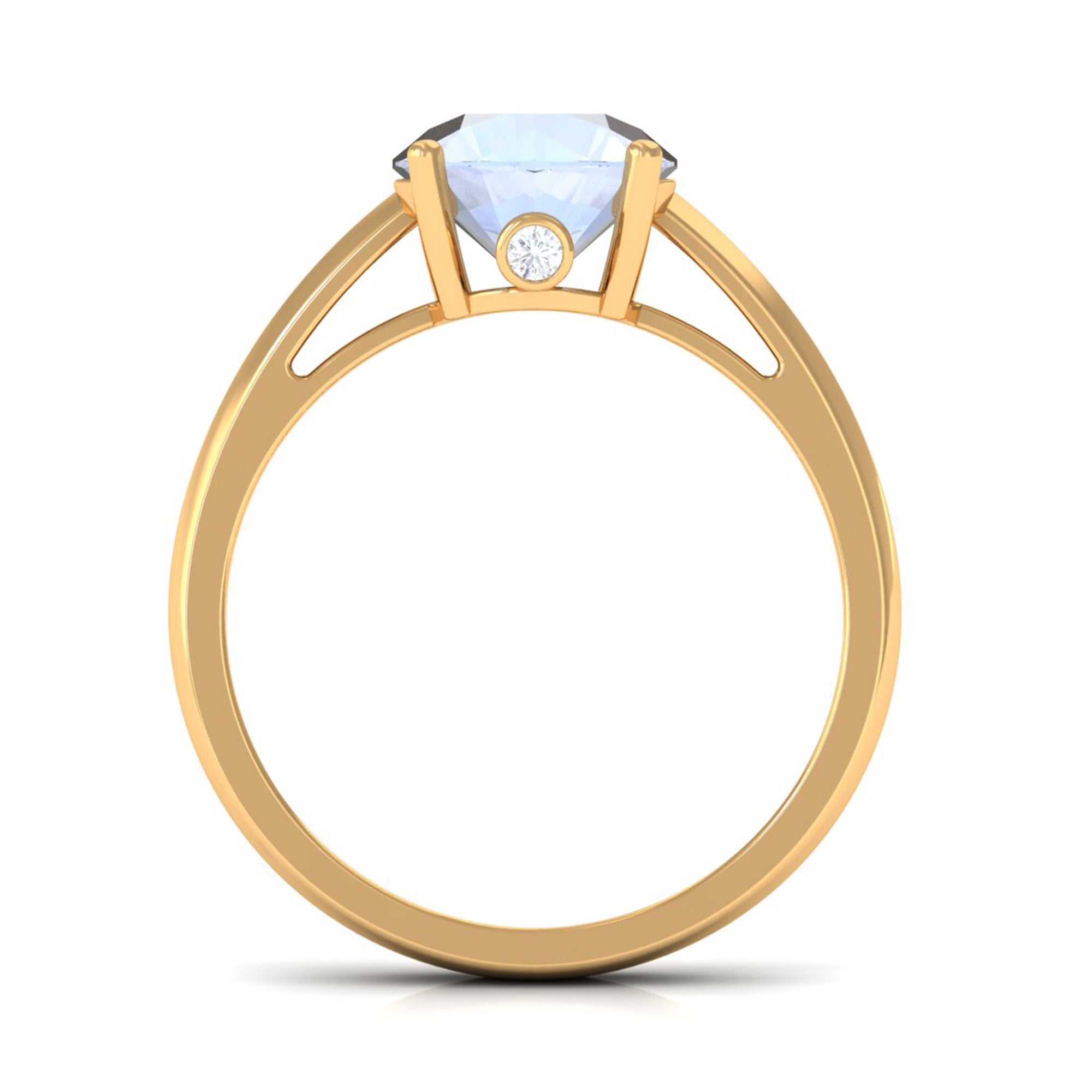 1 CT Round Diamond Solitaire Engagement Ring with Surprise Diamond Moonstone - ( AAA ) - Quality - Rosec Jewels