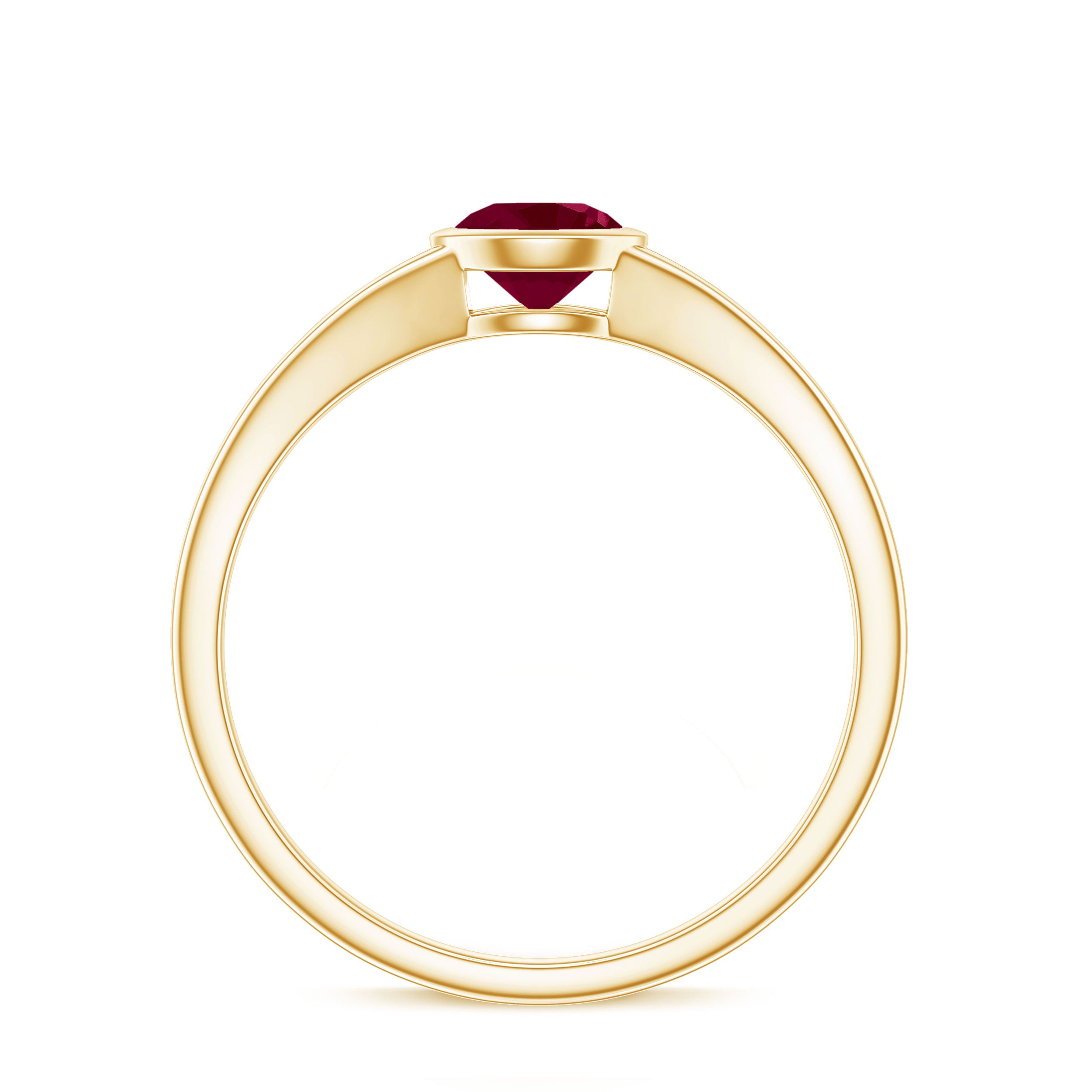 Rosec Jewels-July Birthstone 5 MM Ruby Solitaire Ring in Bezel Setting with Split Shank